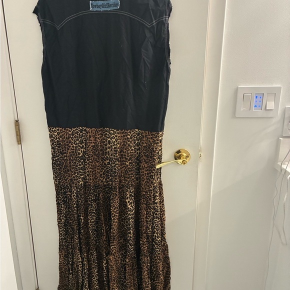 Black Denim Top with Black Brown Leopard print Maxi Dress.  Adorable on!  Size L - Picture 3 of 3